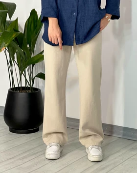 شلوار کتان نیم بگ