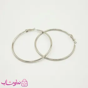 گوشواره حلقه‌ای بزرگ ساده ژوپینگ سیلور
