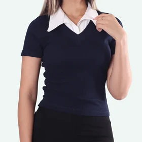 بلوز کبریتی یقه جانی آستین کوتاه_کد 9889