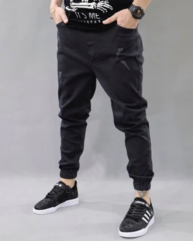 شلوار جاگر جین ذغالی سیر اسلیم فیت پارچه پنبه گرماژ بالا