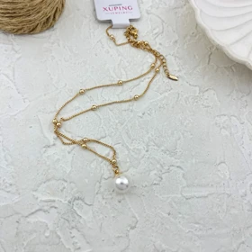 گردنبند زنانه طرح مروارید با زنجیر ظریف ژوپینگ