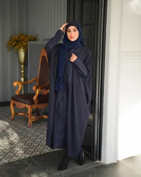 مانتو عبایی کیانا سرمه ای