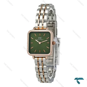 ساعت DW دنیل زنانه مربعی دورنگ رزگلد صفحه سبز DW-7261-L
