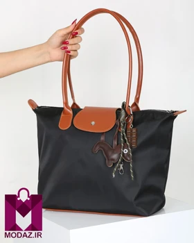 کیف زنانه دانشجویی دسته دار سایز بزرگ k141 (مشکی-قهوه ای)