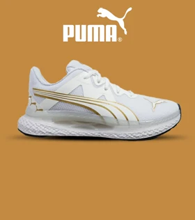 کفش کتانی ورزشی مردانه و زنانه سفید طلایی PUMA مدل 5525