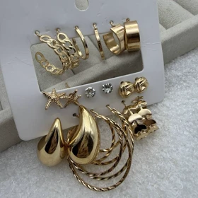 گوشواره پکی 9جفت کد 207 طلایی