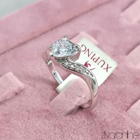 انگشتر جواهری تک نگین مدل قلب ژوپینگ 30090