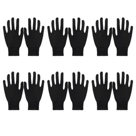 دستکش طاها طب مدل نخی مچ دار رنگ مشکی کد 5291-3 بسته 6 عددی