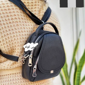 مینی کوله دخترانه فانتزی چرمی سه کاره رنگ مشکی