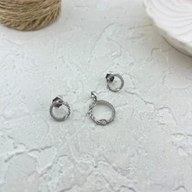 نیم ست زنانه شیک طرح دایره نگین‌دار، ظرافت بی‌نظیر