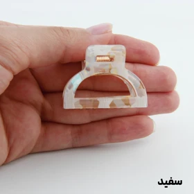 کلیپس دخترانه فلزی مدل نیم دایره آبرنگی کوچک (سفید)