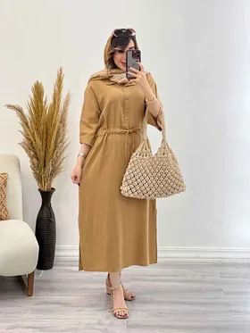 پیراهن بلند کمرگت پایین چاک