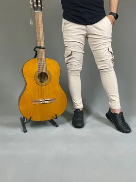 شلوار کتان مردانه جیب‌دار کرمی