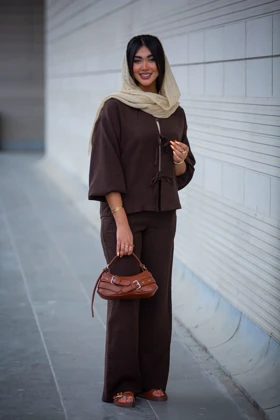 ست شومیز و شلوار جلو بندی