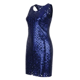 پیراهن زنانه فلسی مدل دیسکویی آبی کاربنی ویتاریتا