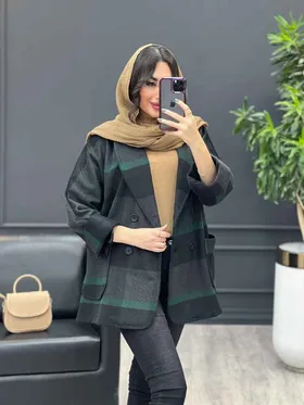پالتو چهارخونه یقه آرشال