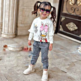 بلوز دخترانه طرح اردک پاپیونی