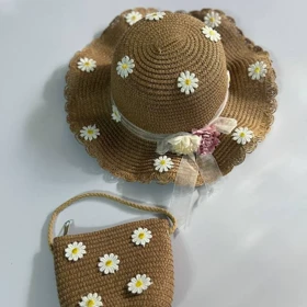 ست بچگانه کلاه و کیف ساحلی بابونه