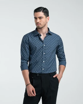 ام کی کالکشن پیراهن آستین بلند mk-1051-navy-blue