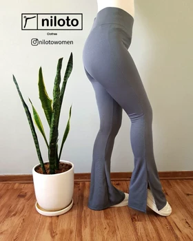 لگ کبریتی کمر گنی بغل چاک‌دار طوسی تیره(01423)