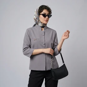 کراپ کت زنانه مدل پاپیونی