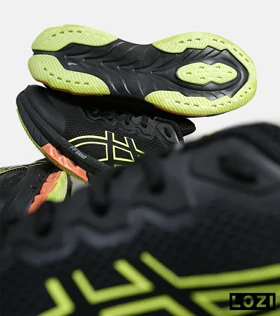 کفش کتانی مردانه مشکی لیمویی نارنجی ASICS GORETEX