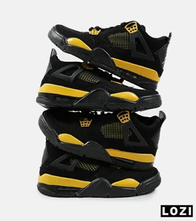 کفش کتانی ساق‌دار مردانه مشکی زرد Nike air jordan 4