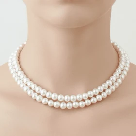 گردنبند زنانه مدل مرواریدی دو لاین