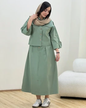 ست کراپ و دامن کتان