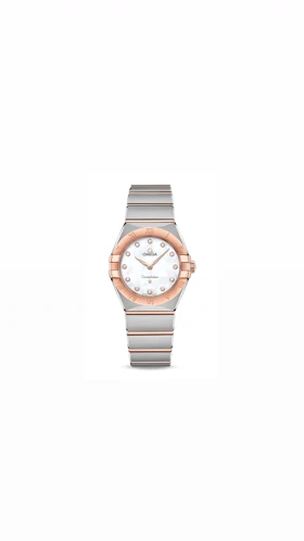 ساعت امگا کانسلیشن زنانه دورنگ رزگلد ایندکس نگین Omega Constellation silver Rosegold