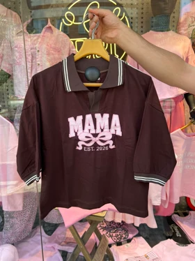 تیشرت یقه دار (mama) 12717 (قهوه ای)