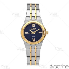 ساعت الکسا اسپشیال زنانه طلایی نقره ای صفحه سرمه ای 106141