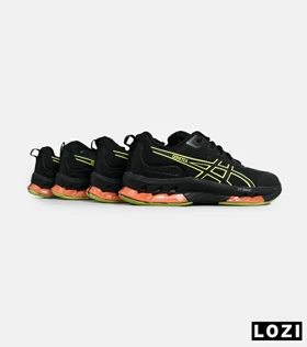 کفش کتانی مردانه مشکی لیمویی نارنجی ASICS GORETEX