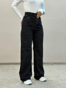 شلوار جین نیمبگ زغالی 6206