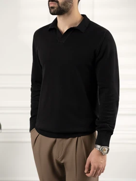 بافت یقه شکاری مشکی کدsh280