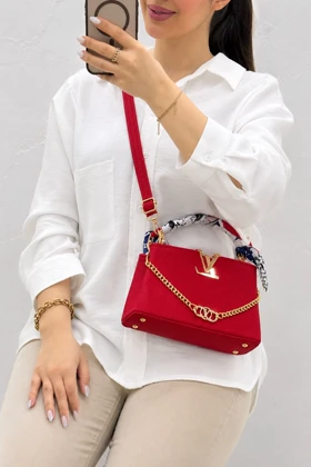 کیف دوشی زنانه مدل LV اسکارف دار