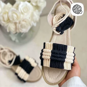 صندل مکرومه بافی مدل خطی آنیا