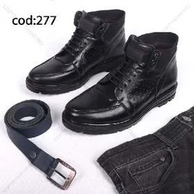 نیم بوت مشکی چرم - کد 277(Ta19)