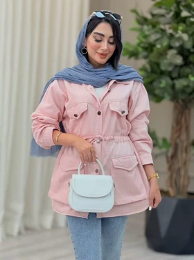 مانتو کتان کمرگت جیب پاکتی