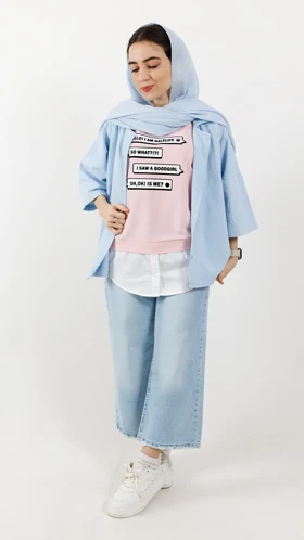 تیشرت دو تیکه صورتی