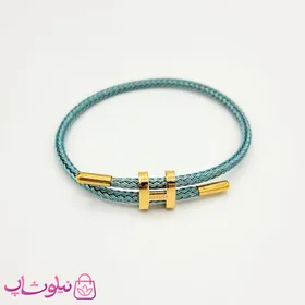 دستبند دخترانه هرمس مدل سبزآبی طلایی