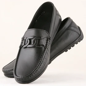 کفش کالج مردانه چرم یلسان مدل آیهان کد 541-GN (مشکی)