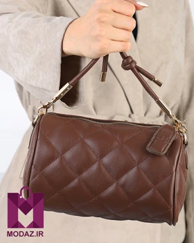 کیف زنانه چرم دوشی طرح لوزی K237 (قهوه ای)