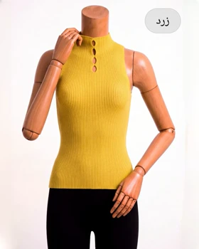تاپ کبریتی یقه ایستاده سینه اشکی کش بافت آستین حلقه‌ای زنانه کد2012
