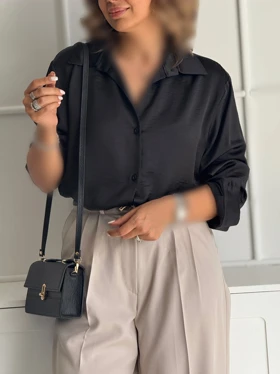 شومیز زنانه satin مشکی زنیر