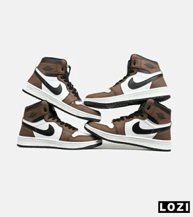 کتانی ساق‌دار زنانه و مردانه سفید مشکی قهوه ای Nike air jordan 1