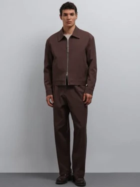 جکت پاییزه زیپ‌دار / رنگ قهوه ای / برند Antioch ترکیه