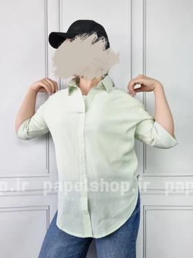 شومیز مانتویی کراش آستین پاکتی