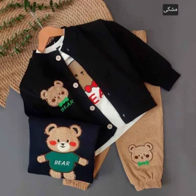 سه تیکه تدی ژاکتدار ست خواهر برادری (مشکی)