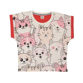 ست تیشرت آستین کوتاه و شلوار دخترانه مدل PJ1065 رنگ قرمز